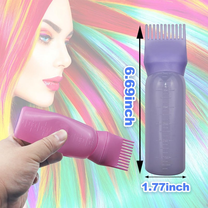 FZWONVUC 4 Pack Root Comb Applicator Bottle, Hair Oil Comb Applicator for Hair Dye, Shampoos, Salons (Purple+Pink) - Image 2